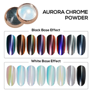  Set Aurora Galaxy Chrome Nail Powder: 06 - 12, BLACK by Chrome sold by DTK Nail Supply