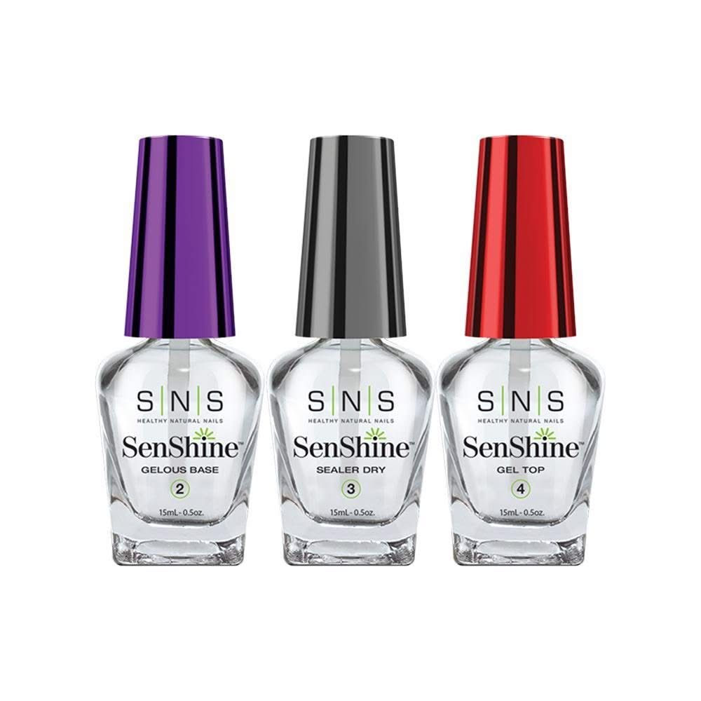 SNS SenShine Dipping Essential Kit 1 - Gelous Base, Sealer Dry, Gel Top - 0.5 oz - DTK Nail Supply