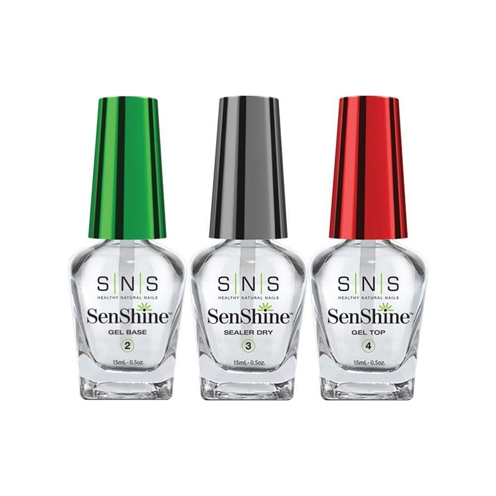 SNS SenShine Dipping Essential Kit 2 - Gel Base, Sealer Dry, Gel Top - 0.5 oz - DTK Nail Supply