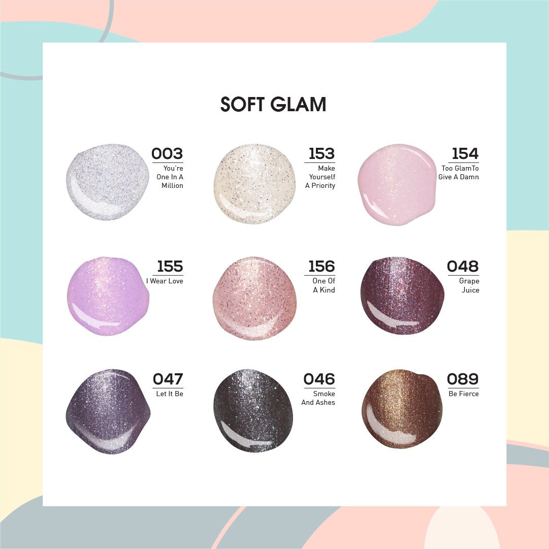 SOFT GLAM - LDS Holiday Healthy Nail Lacquer Collection: 003; 046; 047; 048; 089; 153; 154; 155; 156 - DTK Nail Supply