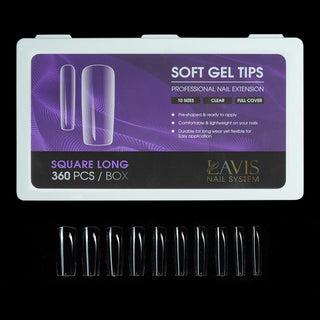 LAVIS Square Long - 12 Sizes Clear - Soft Gel Tips