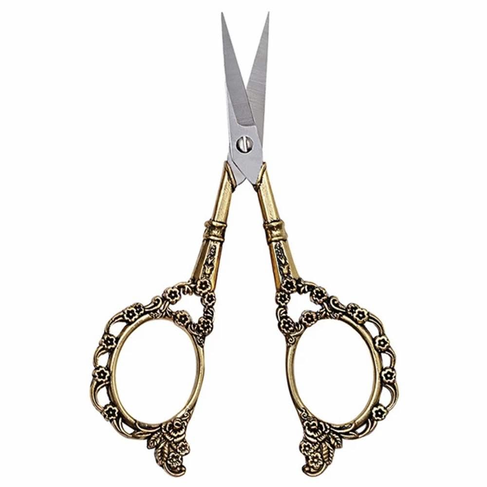 Vintage plum blossom scissors classic design sewing scissors - Gold - DTK Nail Supply