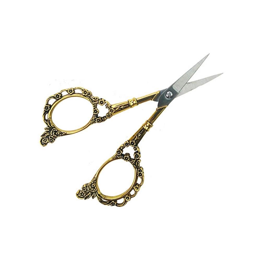 Vintage plum blossom scissors classic design sewing scissors - Gold - DTK Nail Supply
