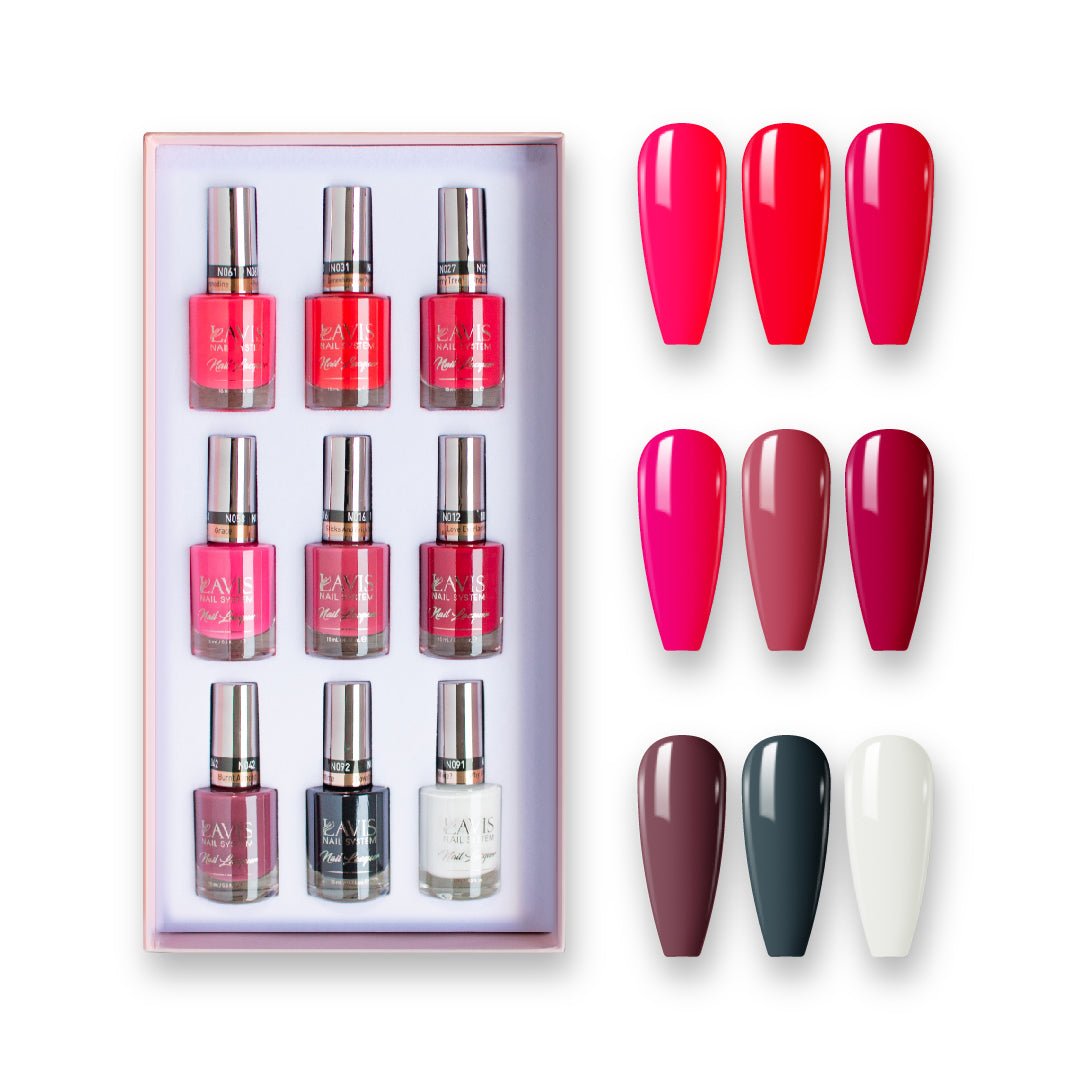 WINE OBSESSION - Lavis Holiday Nail Lacquer Collection: 012; 016; 027; 031; 042; 058; 061; 091; 092 - DTK Nail Supply